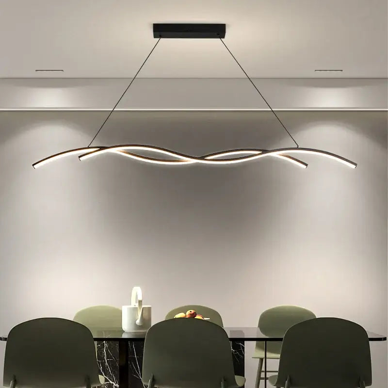 Suspension moderne minimaliste en vague ondulée avec LED intégrée

