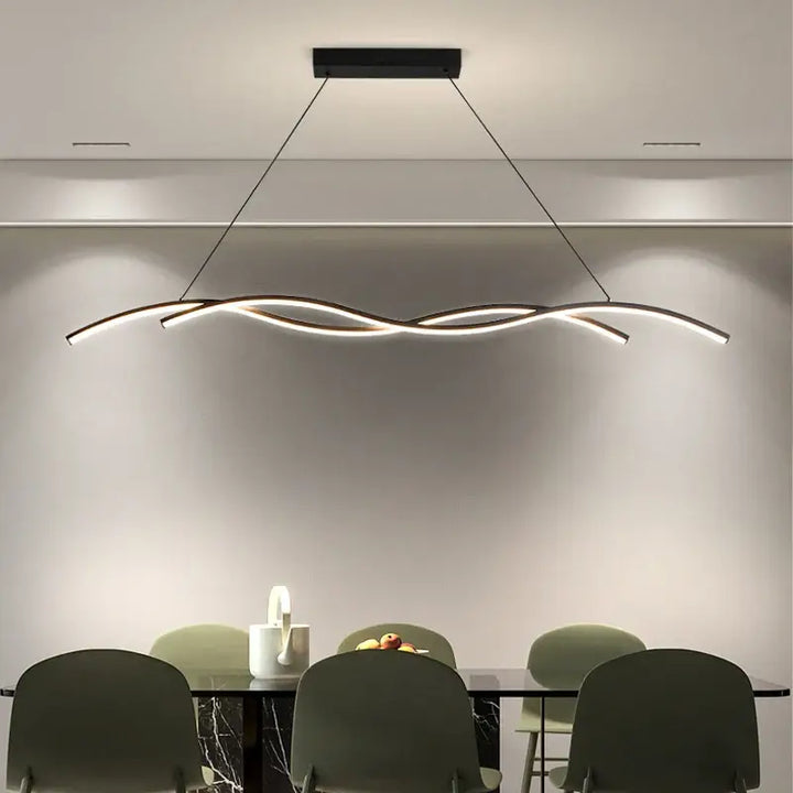 Suspension moderne minimaliste en vague ondulée avec LED intégrée

