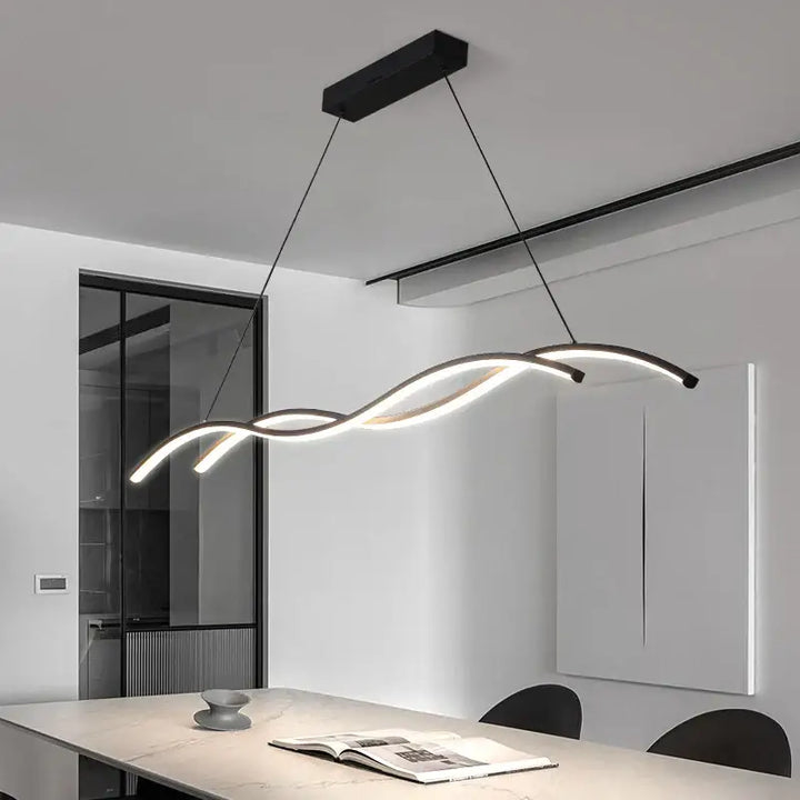 Suspension moderne minimaliste en vague ondulée avec LED intégrée


