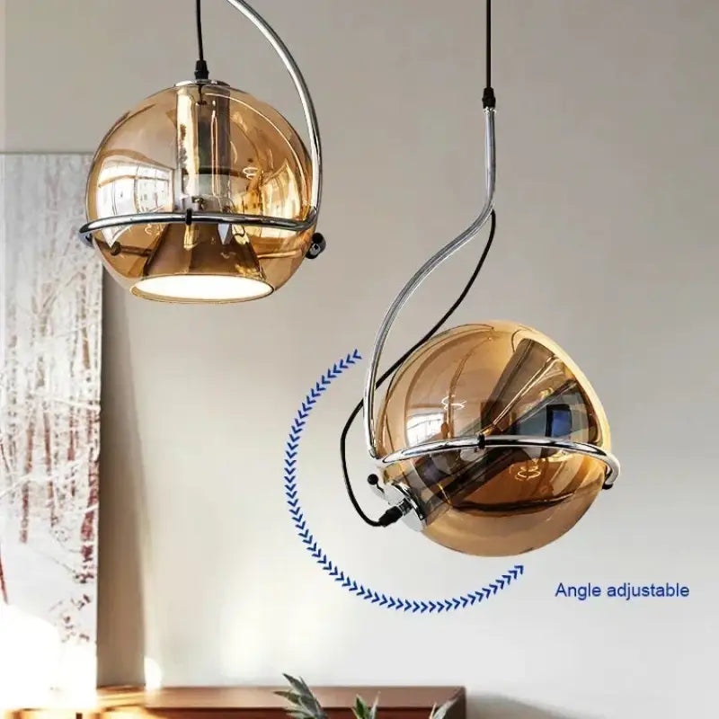 Suspension Moderne Sphérique Dorée Effet Miroir Style Chic