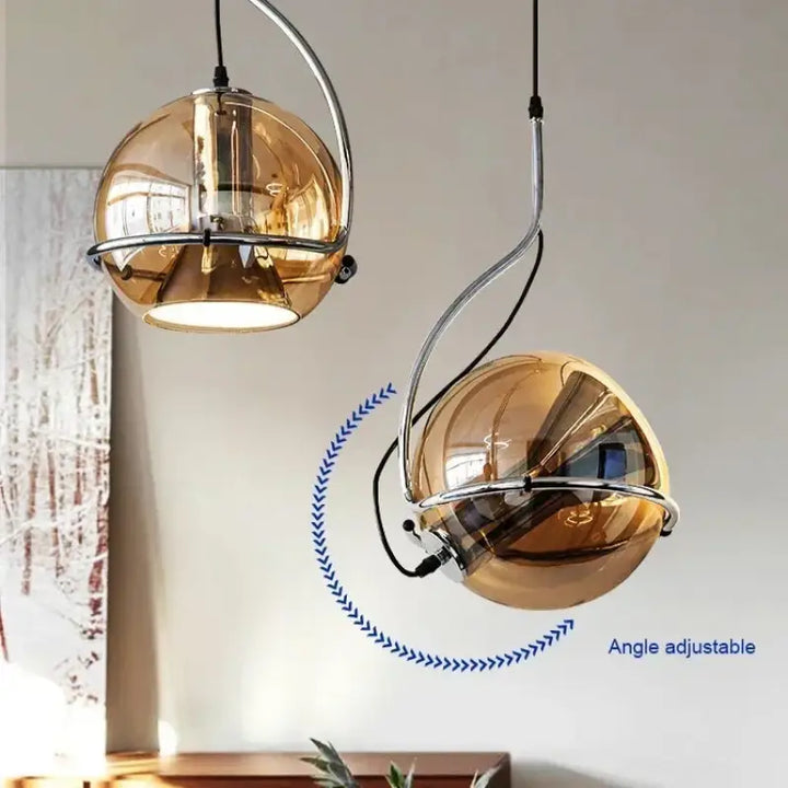 Suspension Moderne Sphérique Dorée Effet Miroir Style Chic