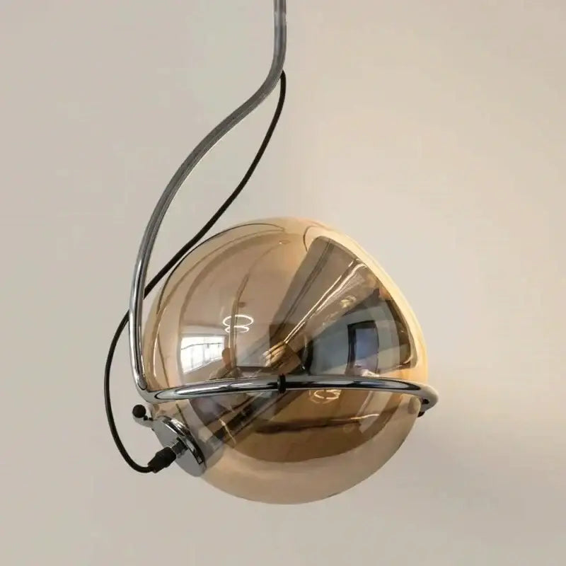 Suspension Moderne Sphérique Dorée Effet Miroir Style Chic