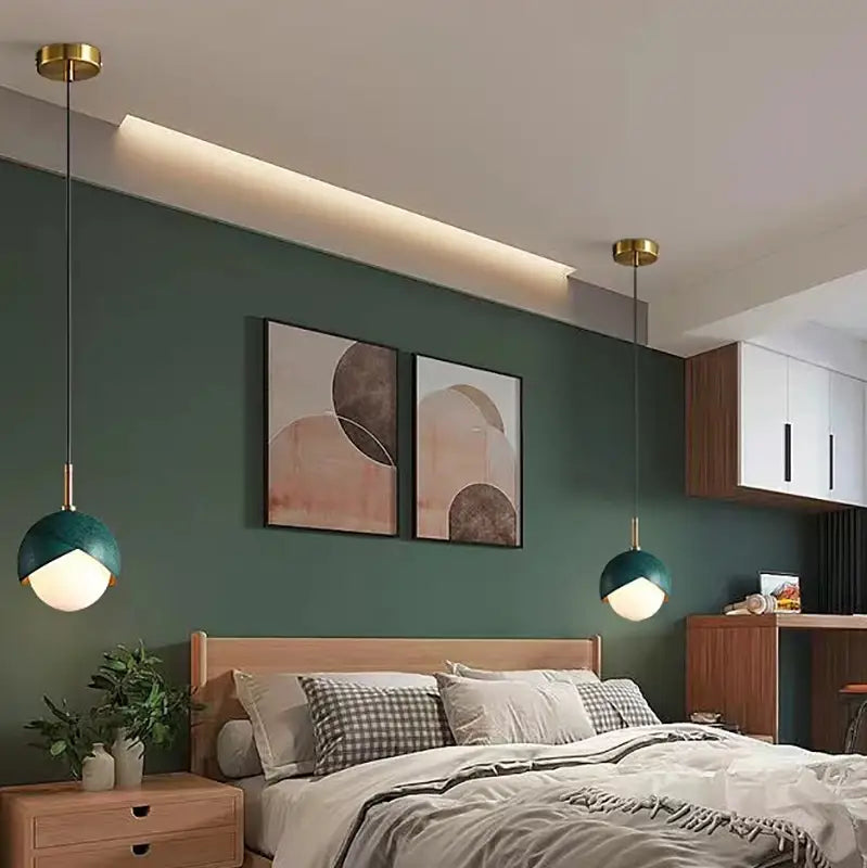 Suspension moderne vert et doré multisuspensions