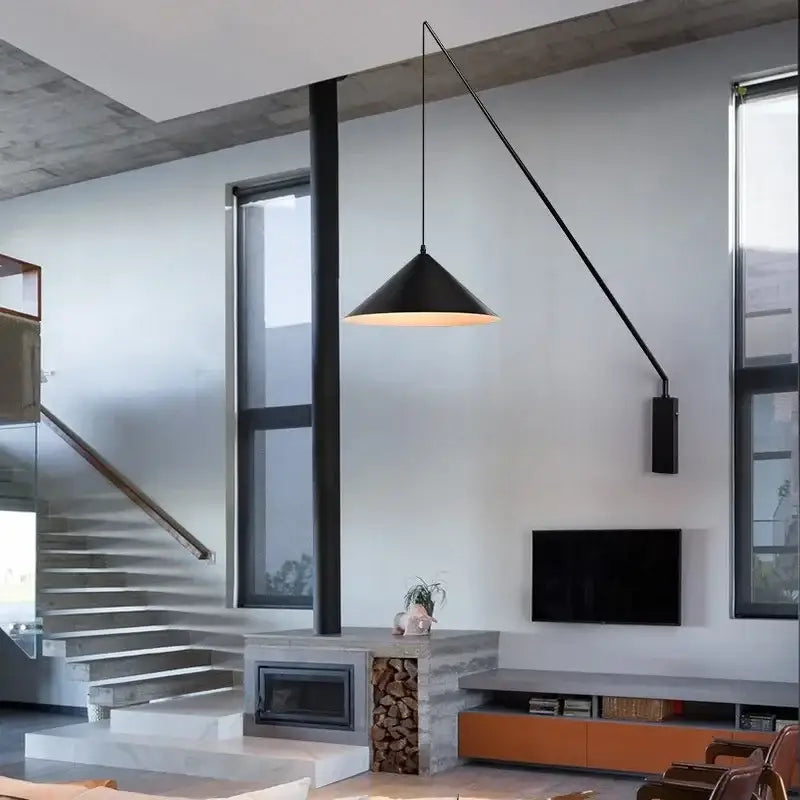 Suspension murale déportée design industriel noir style loft