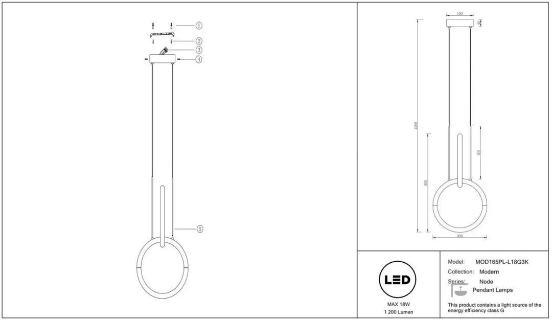 Suspension luminaire double anneau avec cadre métal aluminium doré et led au-dessus d’une table moderne