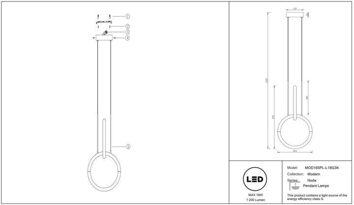 Suspension luminaire double anneau avec cadre métal aluminium doré et led au-dessus d’une table moderne