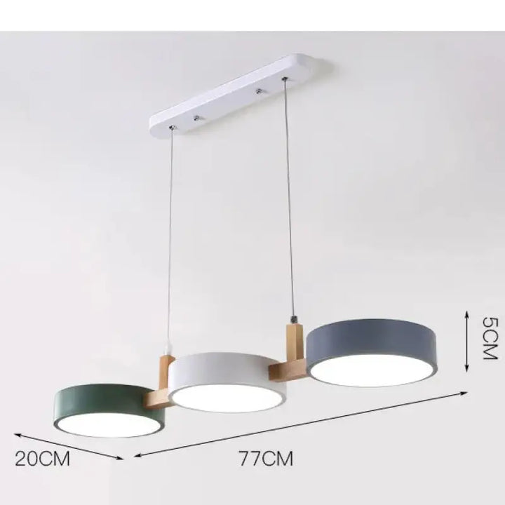 Suspension nordique triple rond bois et couleurs