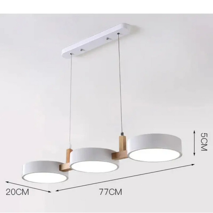Suspension nordique triple rond bois et couleurs