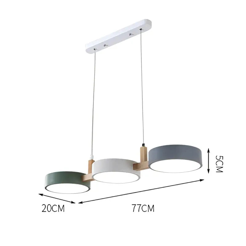 Suspension nordique triple rond bois et couleurs