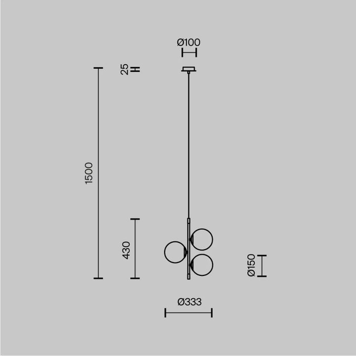 Suspension luminaire nostalgia trois globes en verre opalin avec structure en acier noir et design minimaliste élégant