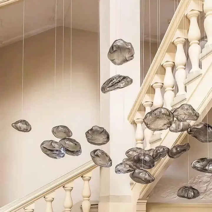 Suspension Nuage Design Sculptural En Verre Transparent Élégant