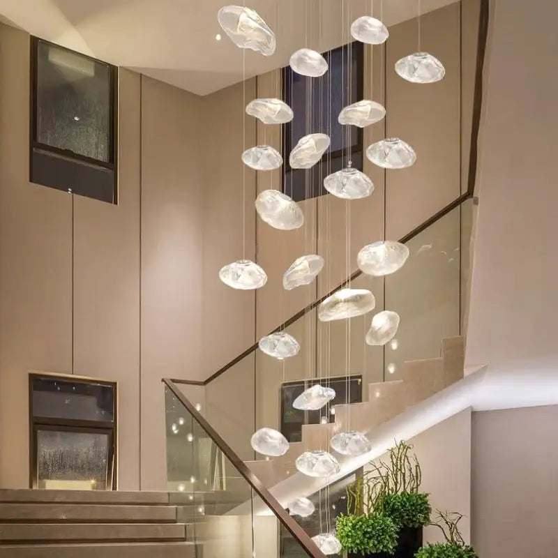 Suspension Nuage Design Sculptural En Verre Transparent Élégant