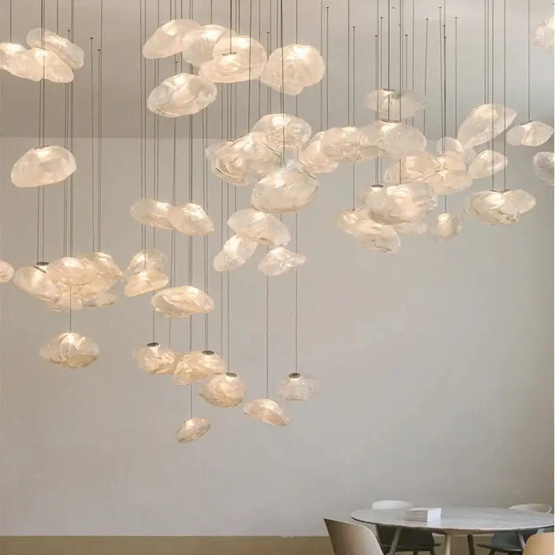 Suspension Nuage en Verre Sculpté Design Moderne

