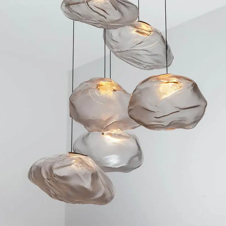 Suspension Nuage en Verre Sculpté Design Moderne

