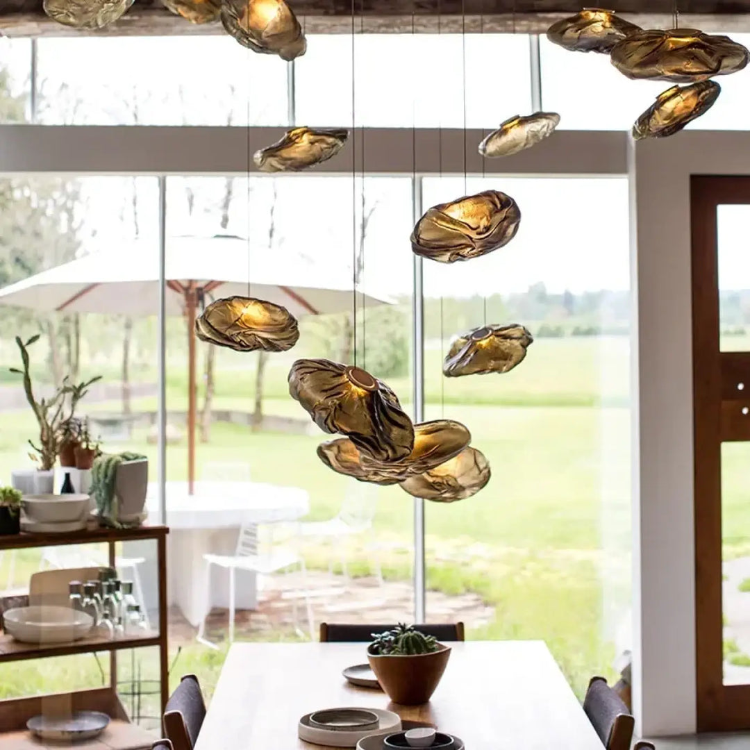 Suspension nuage verre soufflé formes organiques style artistique moderne