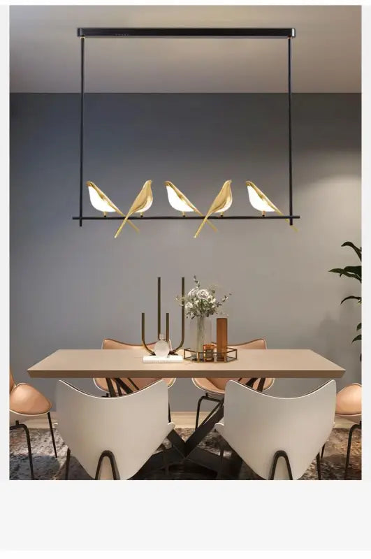 Suspension oiseaux dorés design cercle élégant style moderne poétique
