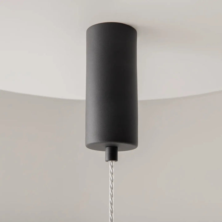 Suspension ordo led noir mat cylindrique avec câble métallique torsadé pour éclairage contemporain