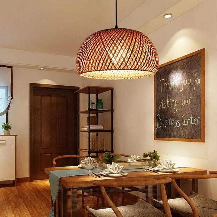 Suspension Osier Pas Cher En Bambou Naturel Brun