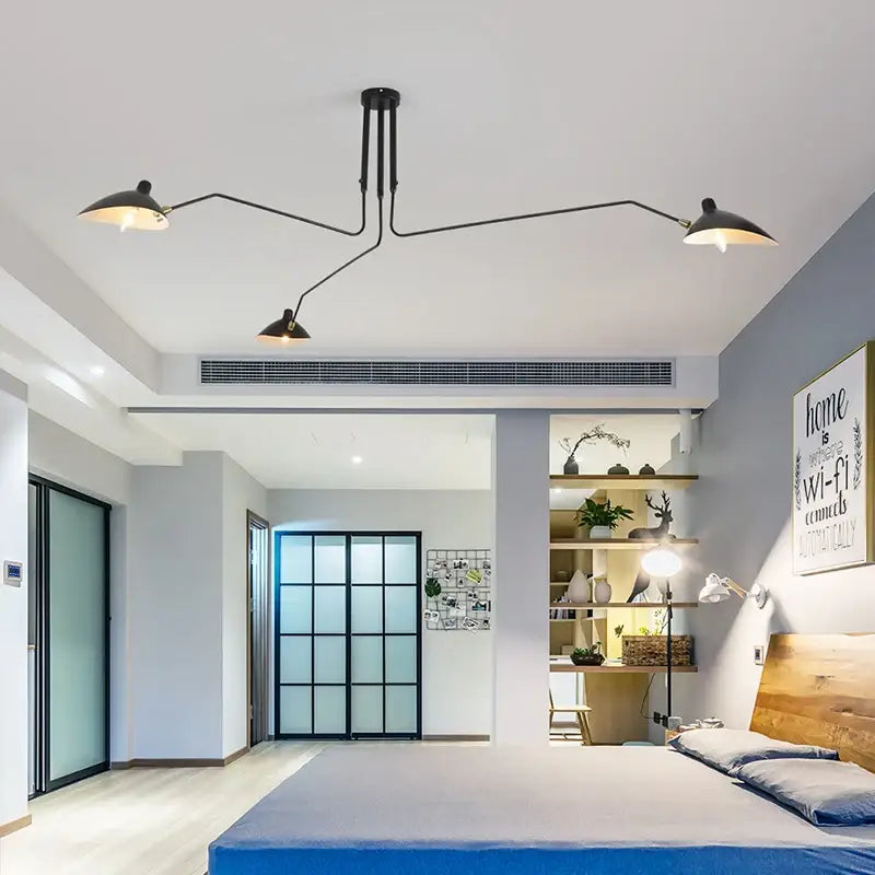 Suspension Plafond Industrielle Noire À Trois Bras Orientables

