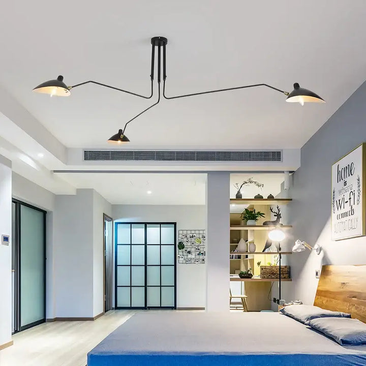Suspension Plafond Industrielle Noire À Trois Bras Orientables

