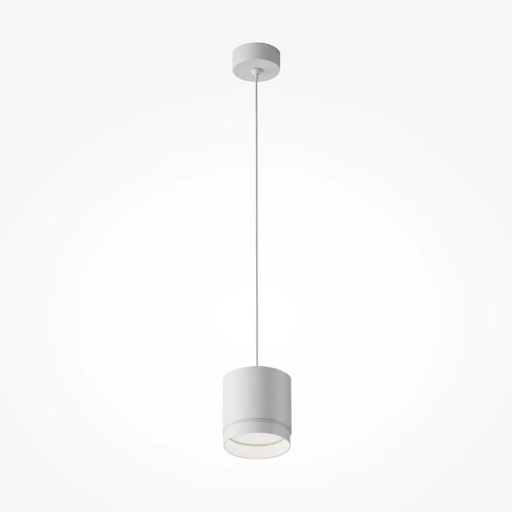Suspension luminaire polar petit disque en forme cylindrique blanche minimaliste avec suspension par cordon fin