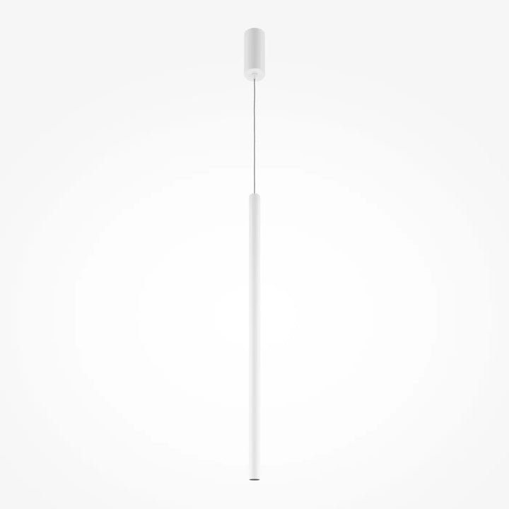 Suspension pro tube lumineux blanc cylindrique minimaliste au-dessus d’un espace moderne et épuré