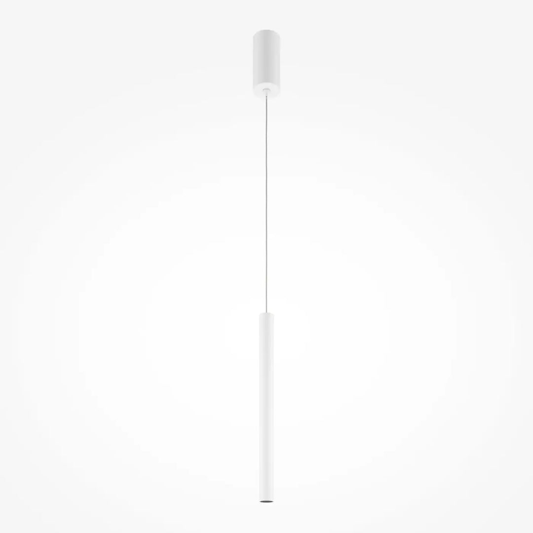 Suspension pro tube lumineux minimaliste blanc cylindrique au-dessus d’un espace moderne design épuré