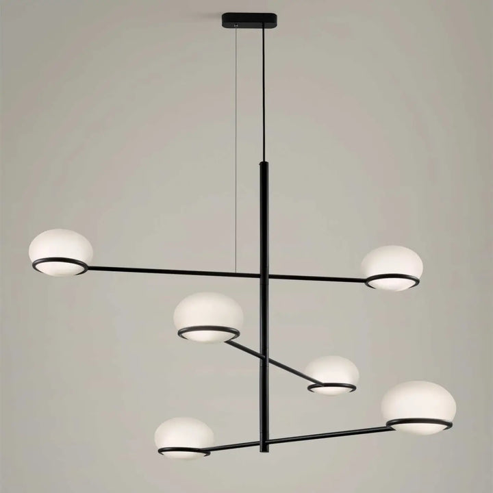 Suspension Coco en acier noir et polycarbonate blanc