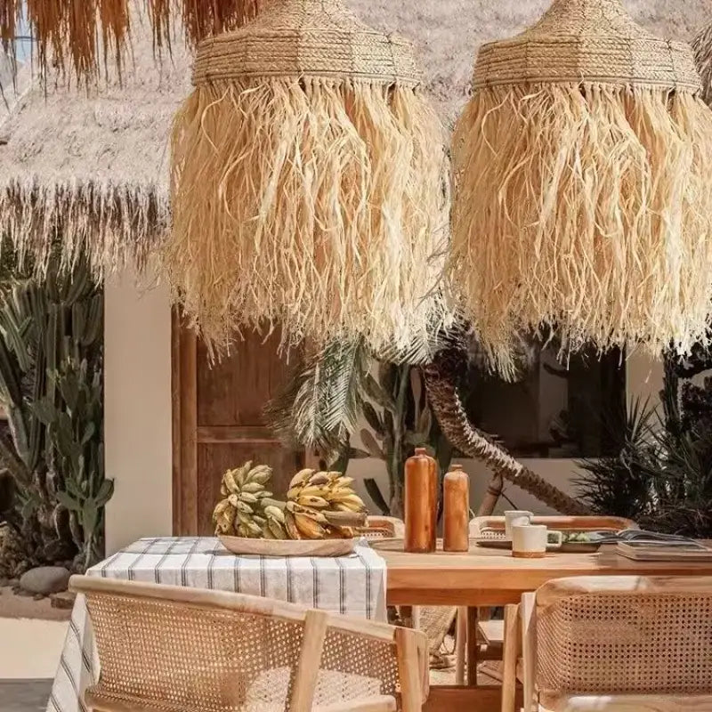 New Design Handmade Woven Rattan Grass Thailand Japanese Simple Natural Australia House Popular Pendant Lamps Lights