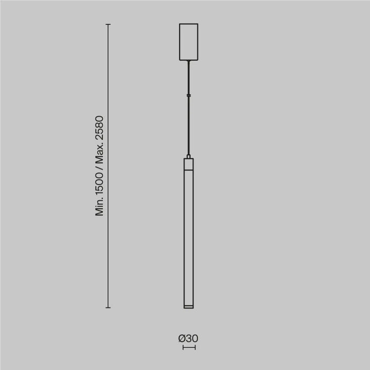 Suspension ray tube lumineux avec led intégrée au design minimaliste noir et corps cylindrique en aluminium