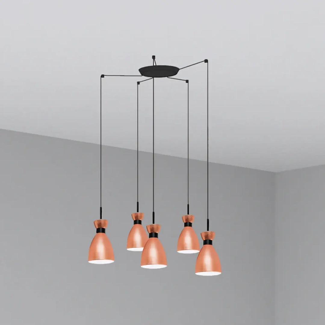 Suspension Retro 5 lumières cuivre de Faro Barcelona