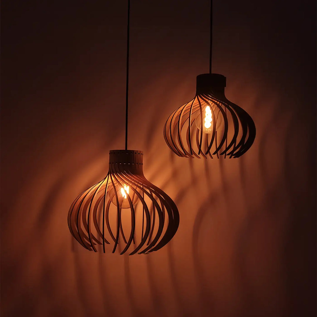 Suspension rinoz piatoni en bambou tissé ton chaud design moderne organique pour éclairage suspendu