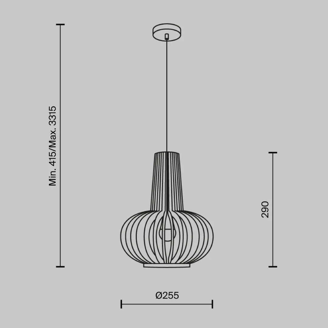 Suspension luminaire roots avec design moderne côtelé et lignes noires minimalistes au-dessus d’une table en bois naturel