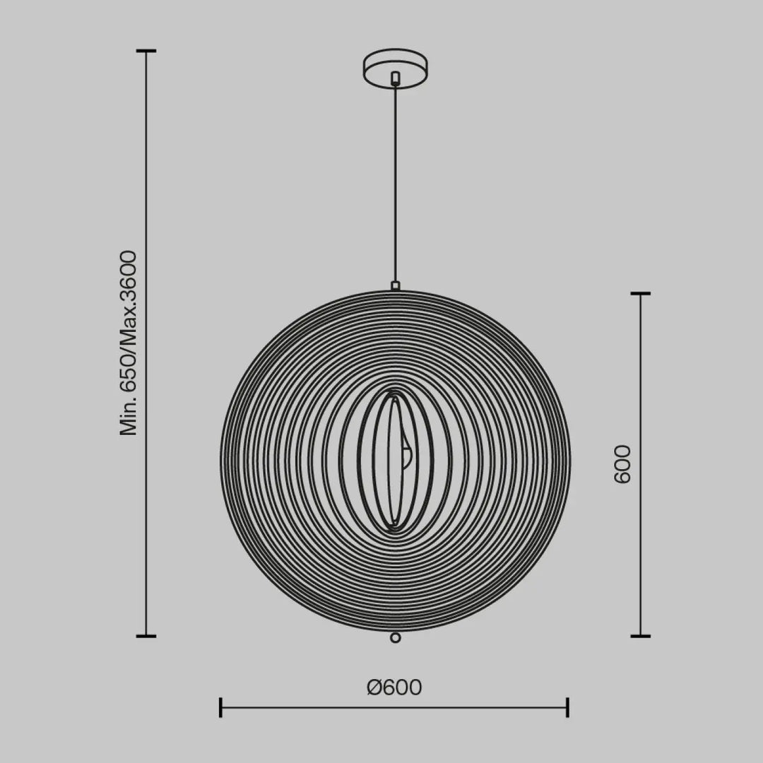 Suspension roots luminaire noir en métal avec design spiralé concentrique idéale au-dessus d’une table en bois naturel