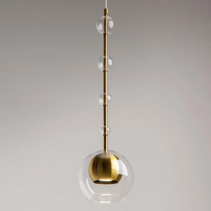 Suspension ros diffuseur vertical en verre clair avec tige en laiton et culot gu10 pour éclairage moderne