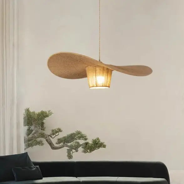 Suspension rotin forme aile naturelle style bohème élégant

