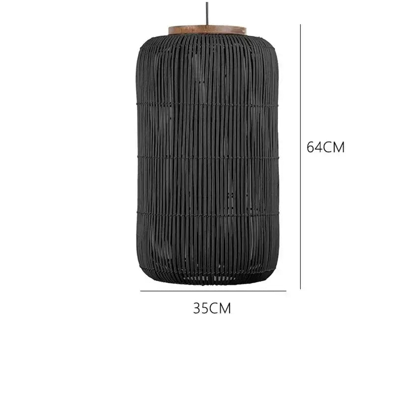 Suspension en rotin naturel cylindrique design bohème