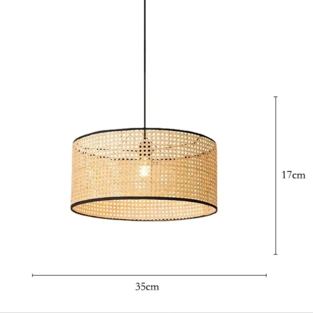 Suspension rotin naturel cylindrique design moderne élégant