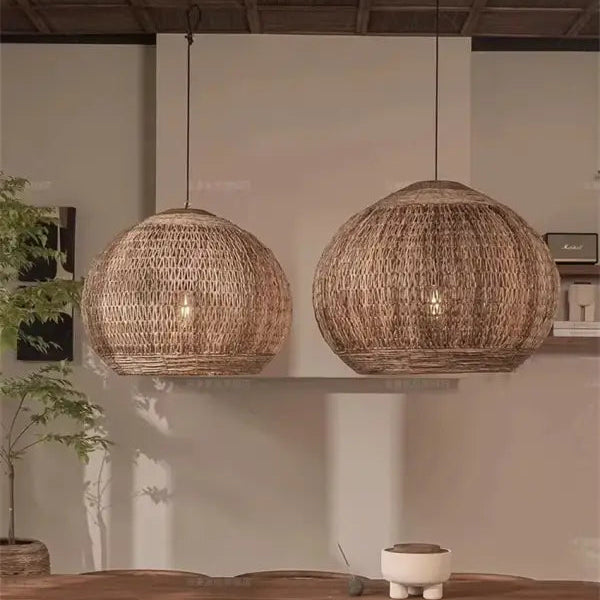 Suspension Rotin Naturel Design Bohème Forme Sphère

