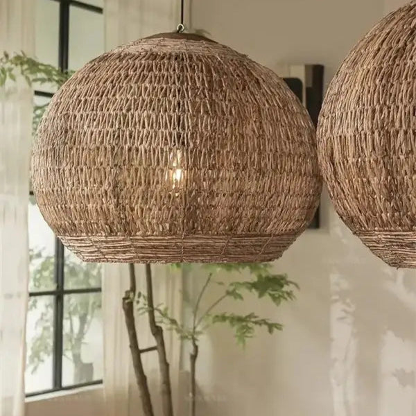 Suspension Rotin Naturel Design Bohème Forme Sphère

