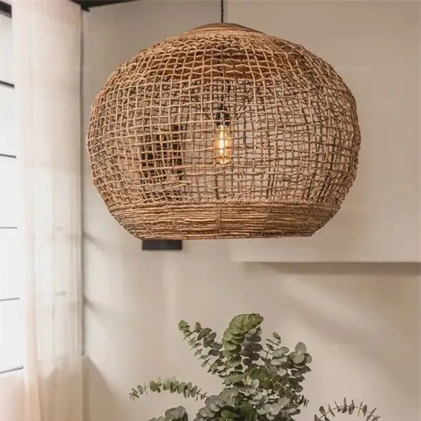 Suspension Rotin Naturel Design Bohème Forme Sphère

