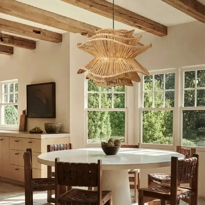 Suspension Rotin Naturel Design Sculptural Style Bohème


