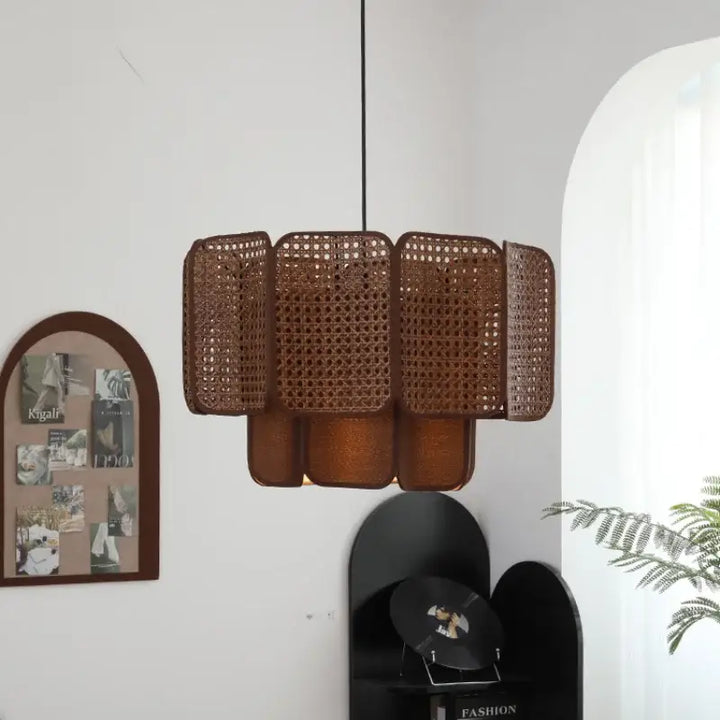Suspension Rotin Tressé Design Naturel Style Bohème Élégant