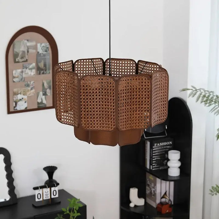 Suspension Rotin Tressé Design Naturel Style Bohème Élégant