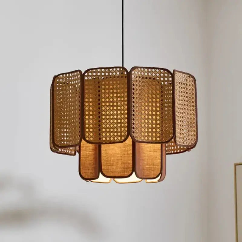 Suspension Rotin Tressé Design Naturel Style Bohème Élégant