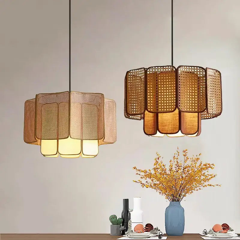 Suspension Rotin Tressé Design Naturel Style Bohème Élégant