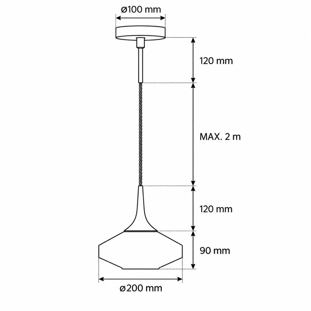 Suspension roxanne ø20 luminaire moderne avec abat-jour hexagonal et fixation cylindrique au plafond