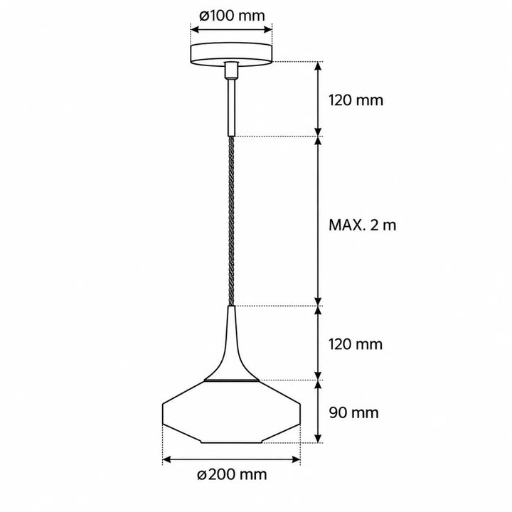 Suspension roxanne ø20 luminaire moderne avec abat-jour hexagonal et fixation cylindrique au plafond