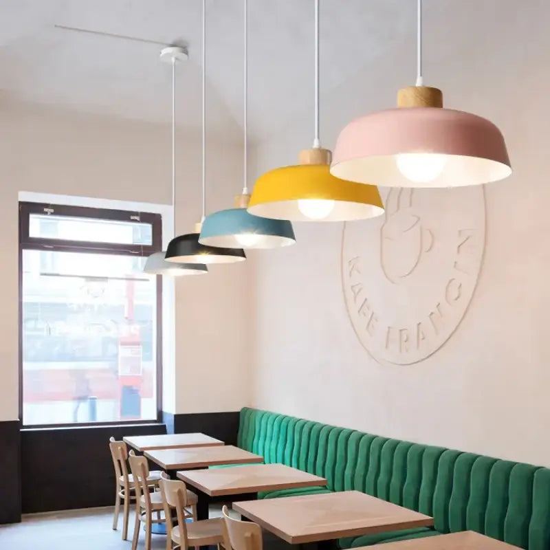 New Nordic Style Chandelier, Simple Living Room Bedroom Lamps, Study Dining Room Lighting, Modern Macaron Solid Wood