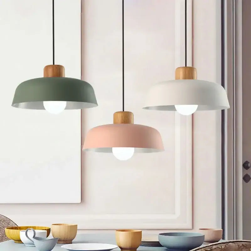 New Nordic Style Chandelier, Simple Living Room Bedroom Lamps, Study Dining Room Lighting, Modern Macaron Solid Wood